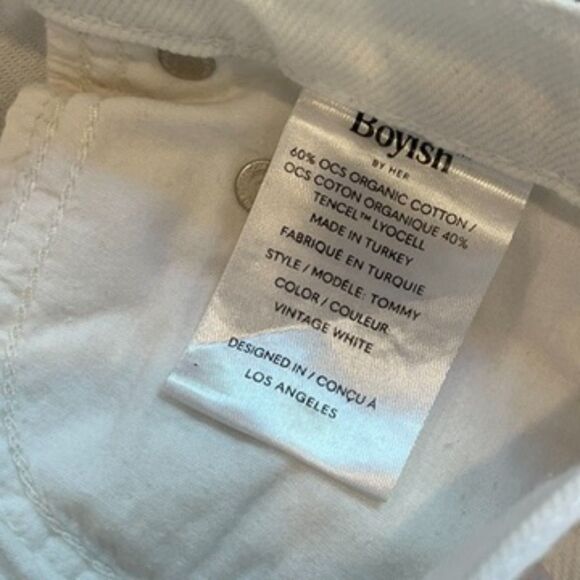 Boyish White Jeans The Tommy High Rise Straight Size 27 Authentic Rigid Raw Hem - Picture 10 of 10